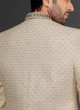 Thread Work Sherwani In Cream Color